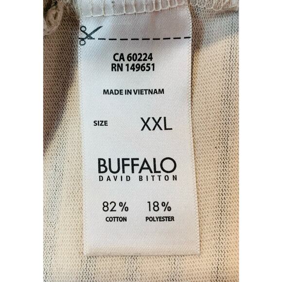 Buffalo David Bitton T-Shirt Dress XXL Beige Green Stripe Casual Midi Crew Neck - Picture 6 of 7